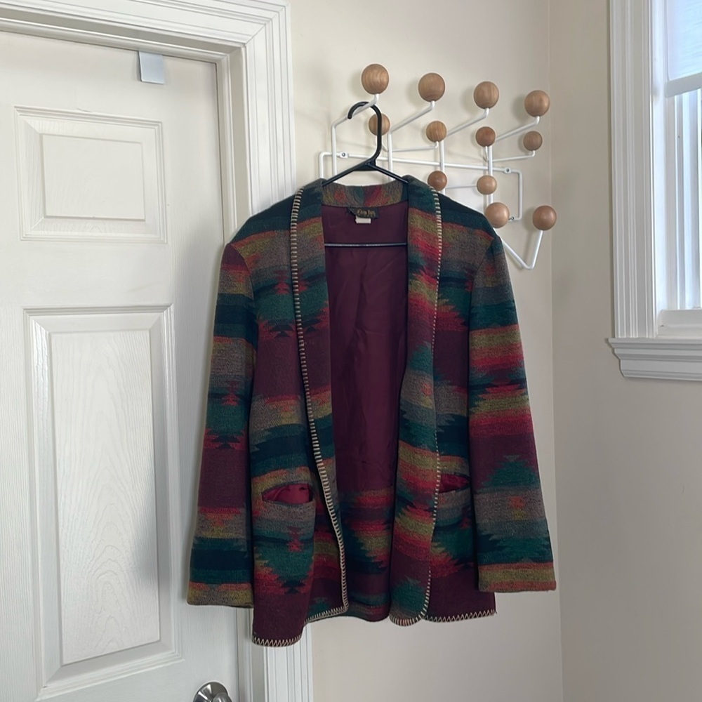 David Paul New York - Aztec Outdoor Coat - Red / Green - Small